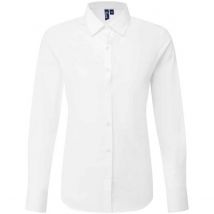 Premier Dames Recyclight Poplin Lange Mouw Shirt (Wit)