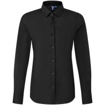 Premier Dames Recyclight Poplin Lange Mouwen Shirt (Zwart)