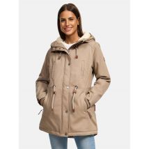 Navahoo Ireliaa Dames Parka – Windafstotende winterjas met teddyvoering en capuchon - Taupe