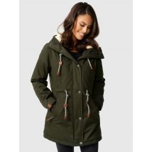 Navahoo Ireliaa Dames Parka – Windafstotende winterjas met teddyvoering en capuchon - Olijf