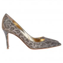 Gianvito Rossi Metallic Luipaardprint Pumps in Zilver Polyester