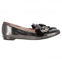 Miu Miu by Prada Gegranite Ballerina's in Metallic Grijs Leer