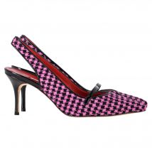 Manolo Blahnik Pied-de-poule Slingback Pumps in Roze Tweed