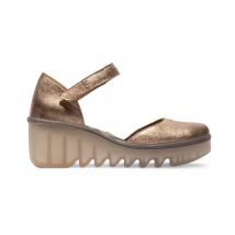 Fly London Dames Sahara Gold BISO305FLY Wedges Sandalen Espadrille Stap Hakken