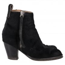 Acne Studios Rits Enkelboots in Zwart Ponyhaar