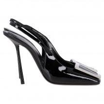 Saint Laurent Pablo Slingback Pumps in Zwart Leer