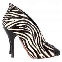 Alaia Azzedine Zebr_PRINT Enkellaarsjes in Zwart en Wit Kalfsleer Ponyhaar