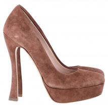 Miu Miu Platform Pumps in Bruin Suède