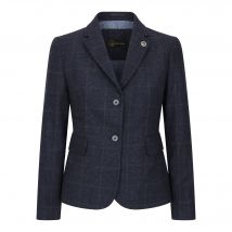 Marineblauwe, getailleerde tweed formele blazer voor dames