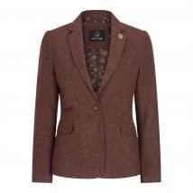 Dames roestbruine visgraat wollen tweed ruitblazer