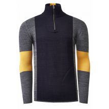 Fijn gebreide trui in colorblock-stijl met opstaande kraag