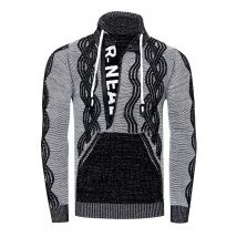 Trui met 1/2 rits in contrasterend design