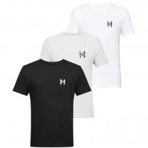 Henleys Heren Triphen T-Shirt (Pak van 3) (Wit/Zwart/Grijs)