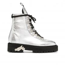 Off White Metallic Finish Enkellaarsjes