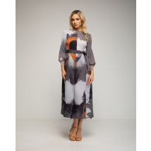 Geplooide midi-jurk met bloemenprint