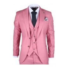 Heren 3-delig Roze Tailored Fit Feestpak Race Day