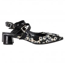 Erdem Bloemenprint Slingback Pumps in Zwarte Satijn