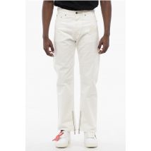 Stretch denim jeans met enkelrits 20 cm in wit