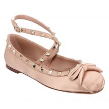 Valentino Rockstud Satijnen Ballerina's Nude