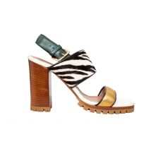 Marni Geverfde Kalfsleren Blokhak Sandalen - '20s