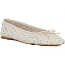 Dune Heat Leren Ecru Vrouwen Ballerina's