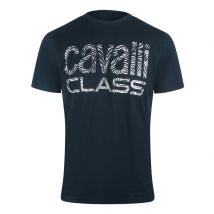 Cavalli Class Opvallend Zebraprint Marineblauw T-shirt