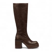 Windsorsmith Dames Oak Brown Kunstleren Kniehoge Platform Hak Laarzen - Niche