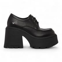 Windsorsmith Dames Zwarte Leren Dikke Platform Veterschoenen - Starcrossed