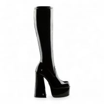 Windsorsmith Dames Zwarte Kniehoge Sokken Platform Goth Hak Laarzen - Saucy