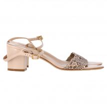 Salvatore Ferragamo Laser Cut Sandalen Hakken in Nude Leer