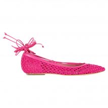 Casadei Enkelgewrapte Ballerina's in Roze Leer