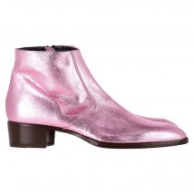 Saint Laurent Metallische Amandelneus Enkellaarsjes in Roze Leer