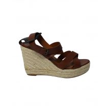 Lanvin Espadrille Wedge Sandalen in Bruin Leer