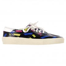 Saint Laurent Gedrukte Lage Sneakers in Zwart Leer