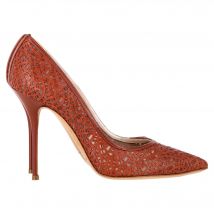 Casadei Puntige Lasercut Pumps in Bruin Leder
