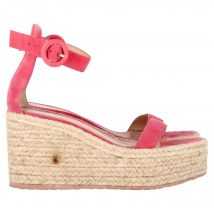 Gianvito Rossi Portofino Platform Wedge Espadrille Sandalen In Roze Suède