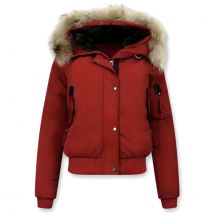 Gentile Bellini Korte winterjas met grote bontkraag - maat L