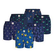 Phil & Co Geweven wijde boxershorts heren 6-pack multipack met print