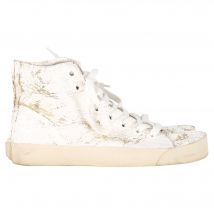 Maison Margiela Tabi Hoge Sneakers in Wit en Gouden Leer