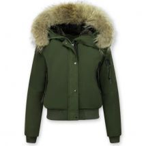 Gentile Bellini Korte warme winterjas met bontkraag - maat XL