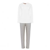 By Louise Dames pyjama set lang wit/grijs gestreept