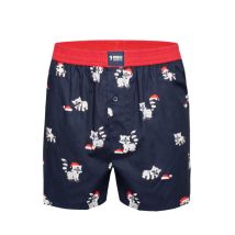Happy Shorts X heren wijde boxershort met binnenbroek kerst wasbeer print - maat S