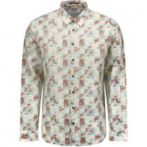 No Excess Overhemd lange mouw print allover linnen cream