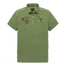 No Excess Polo pique garment dyed with linen -