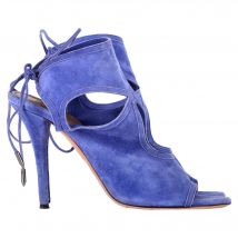 Aquazzura Sexy Thing Cutout Sandalenhakken in Blauw Suède