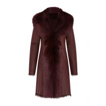 Dames Trenchcoat met capuchon van bordeauxrood Toscaanse schapenvacht - Coast