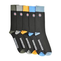 Lambretta Contrasterende herensokken (set van 5) (Zwart/Multikleurig)