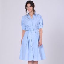 Katoenen shirtjurk met gezwollen mouwen