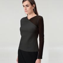 Asymmetrische lange mouwen in Jersey en Tule