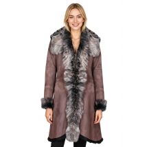 Dames trenchcoat van bruingoud Toscaanse schapensuède - Celeste